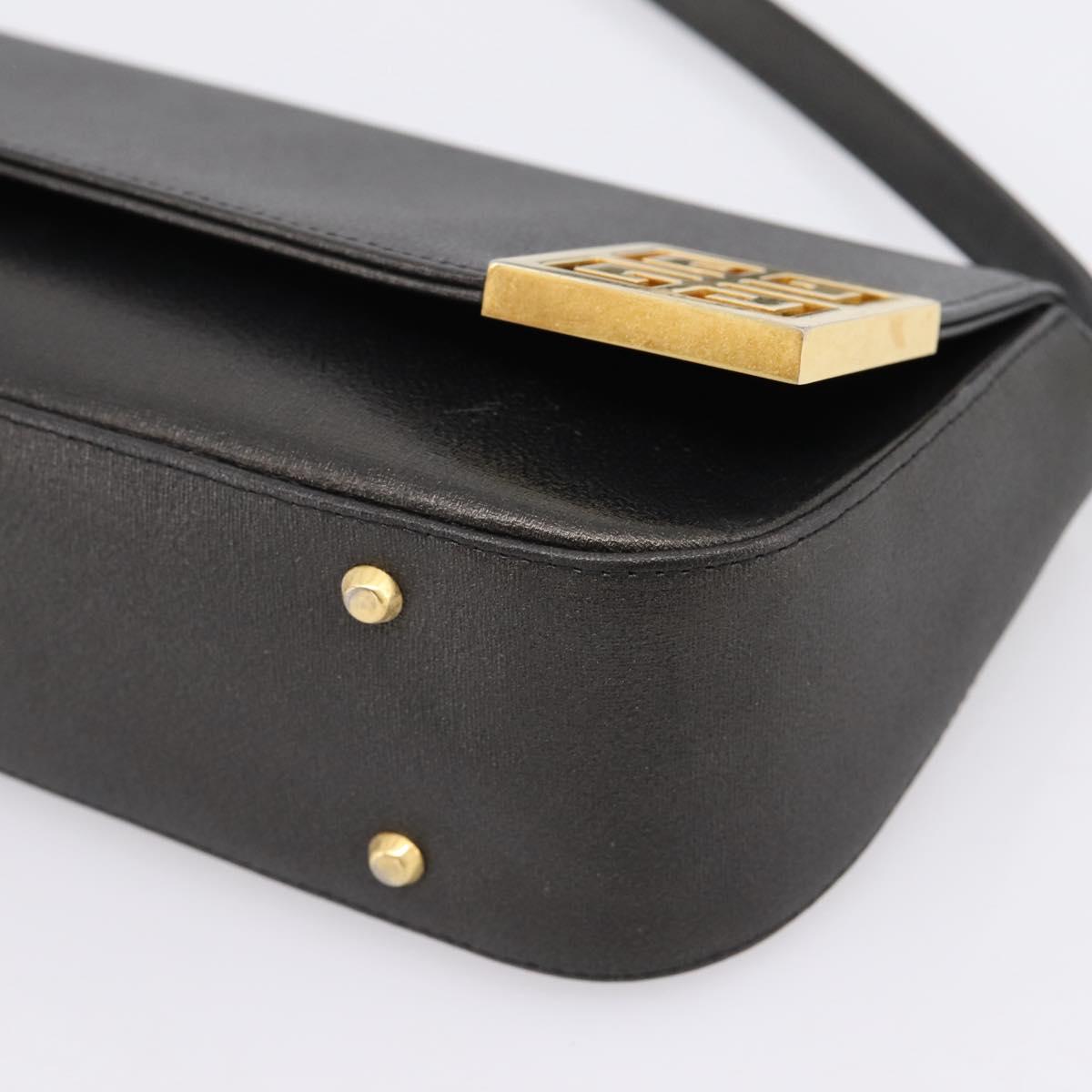 GIVENCHY Shoulder Bag Leather Black Gold Auth 205350A