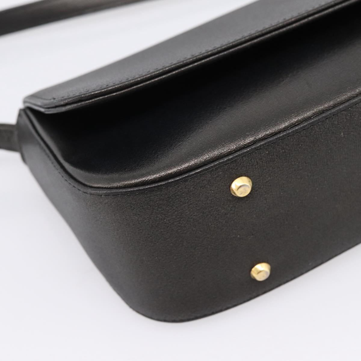 GIVENCHY Shoulder Bag Leather Black Gold Auth 205350A