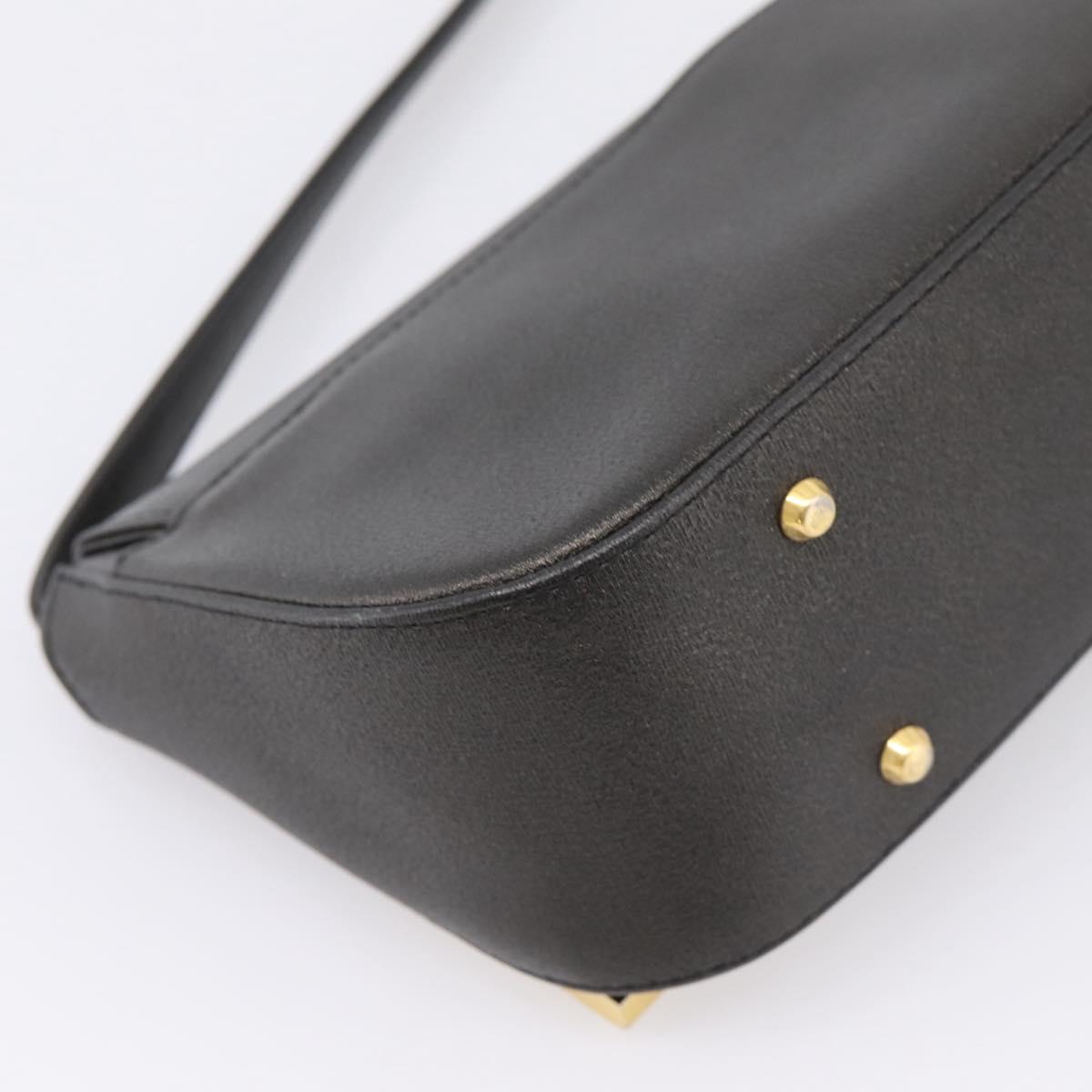 GIVENCHY Shoulder Bag Leather Black Gold Auth 205350A