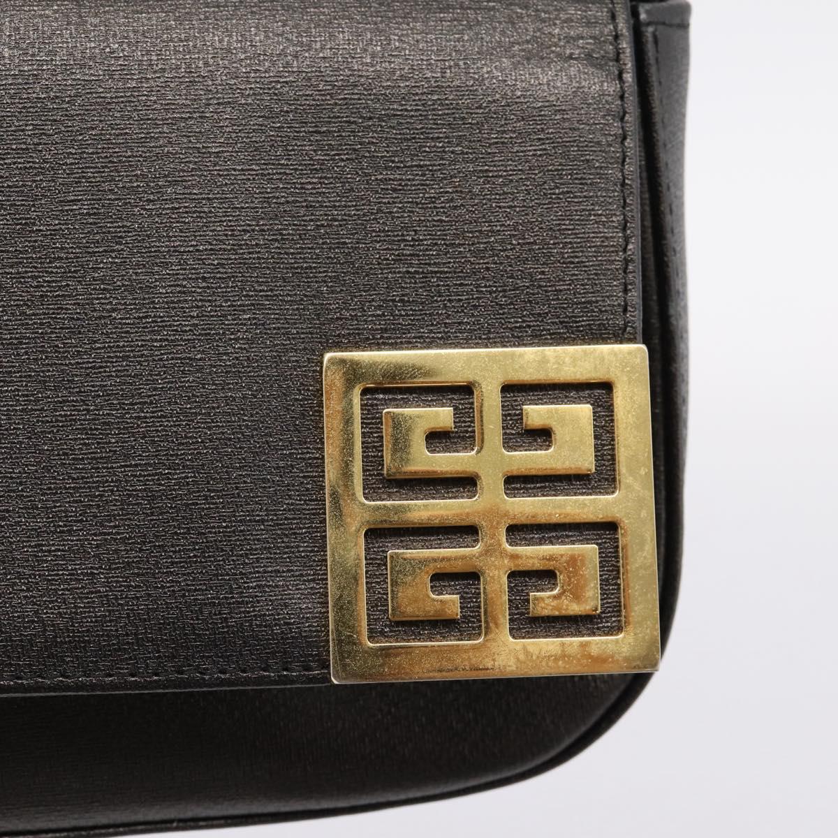 GIVENCHY Shoulder Bag Leather Black Gold Auth 205350A