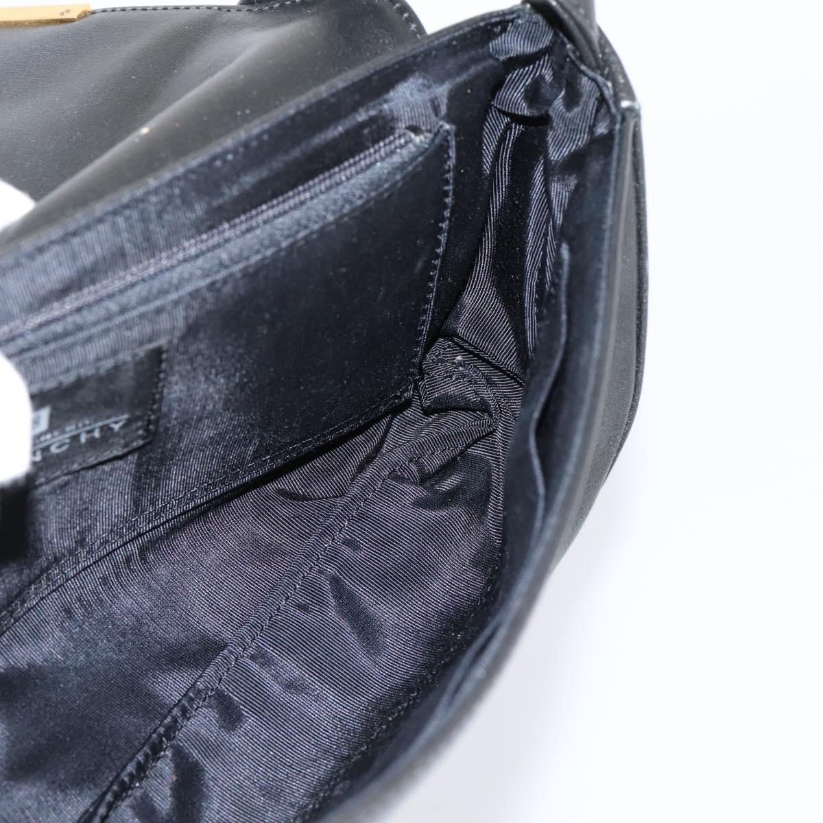 GIVENCHY Shoulder Bag Leather Black Gold Auth 205350A