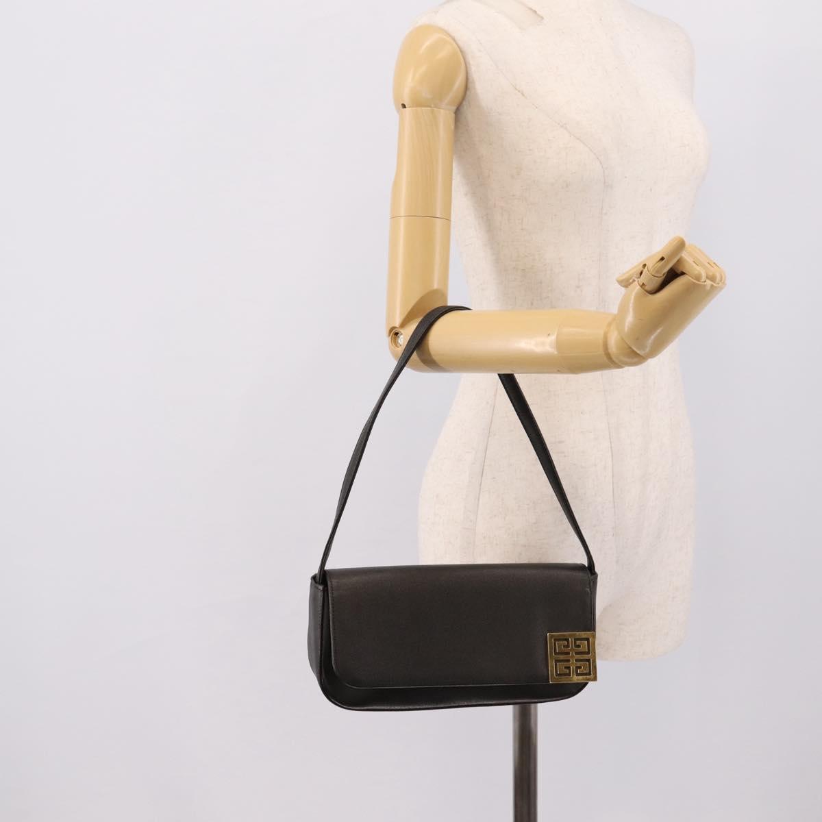 GIVENCHY Shoulder Bag Leather Black Gold Auth 205350A