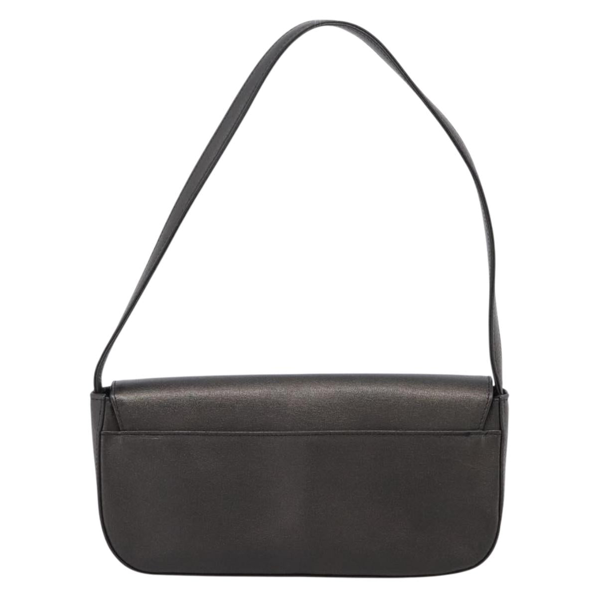 GIVENCHY Shoulder Bag Leather Black Gold Auth 205350A