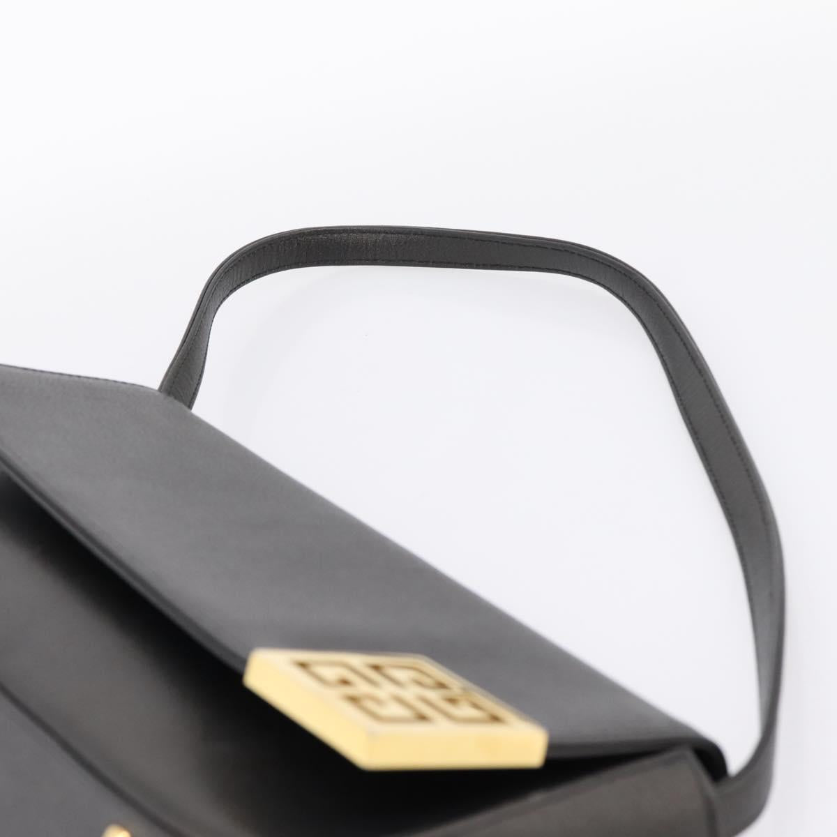 GIVENCHY Shoulder Bag Leather Black Gold Auth 205350A