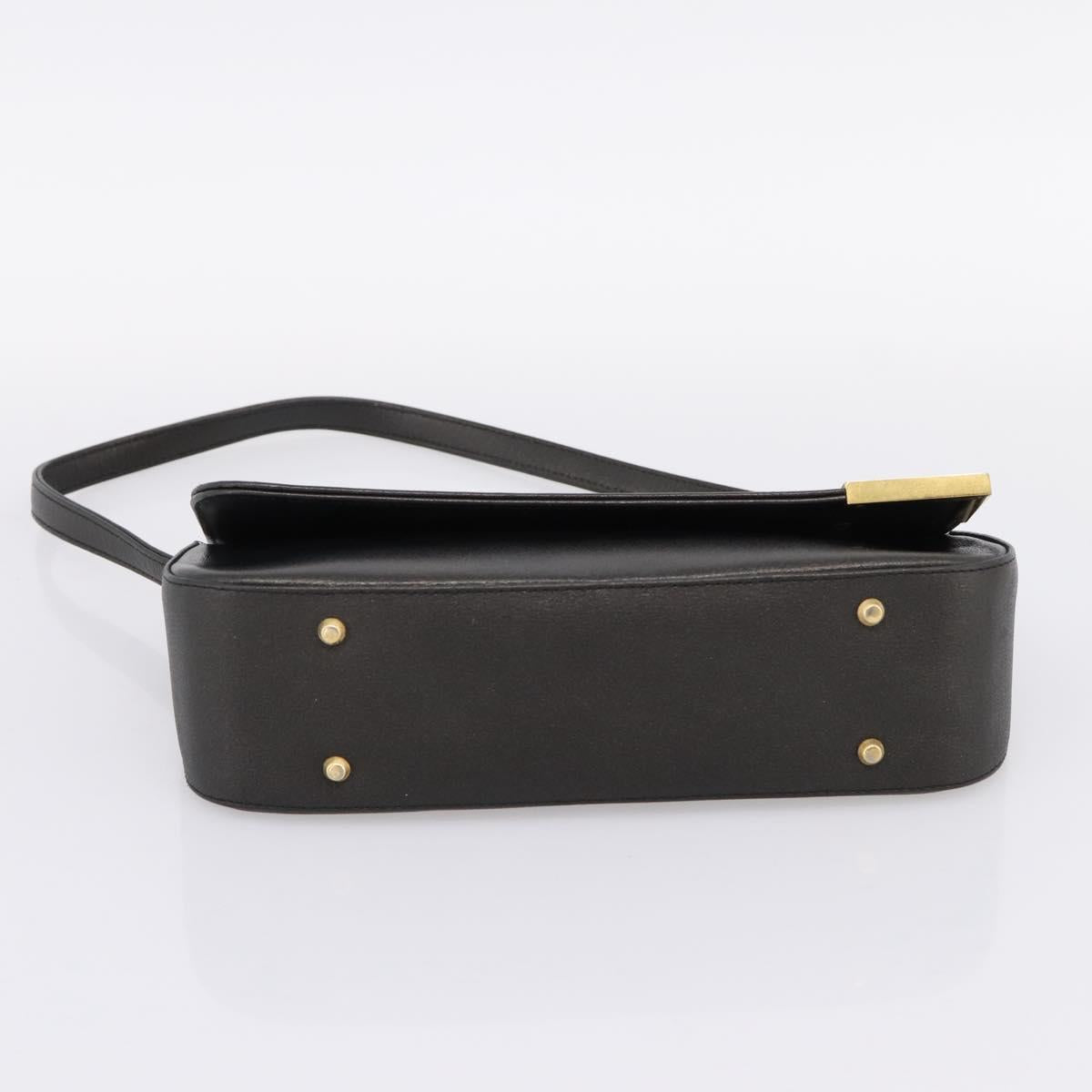 GIVENCHY Shoulder Bag Leather Black Gold Auth 205350A