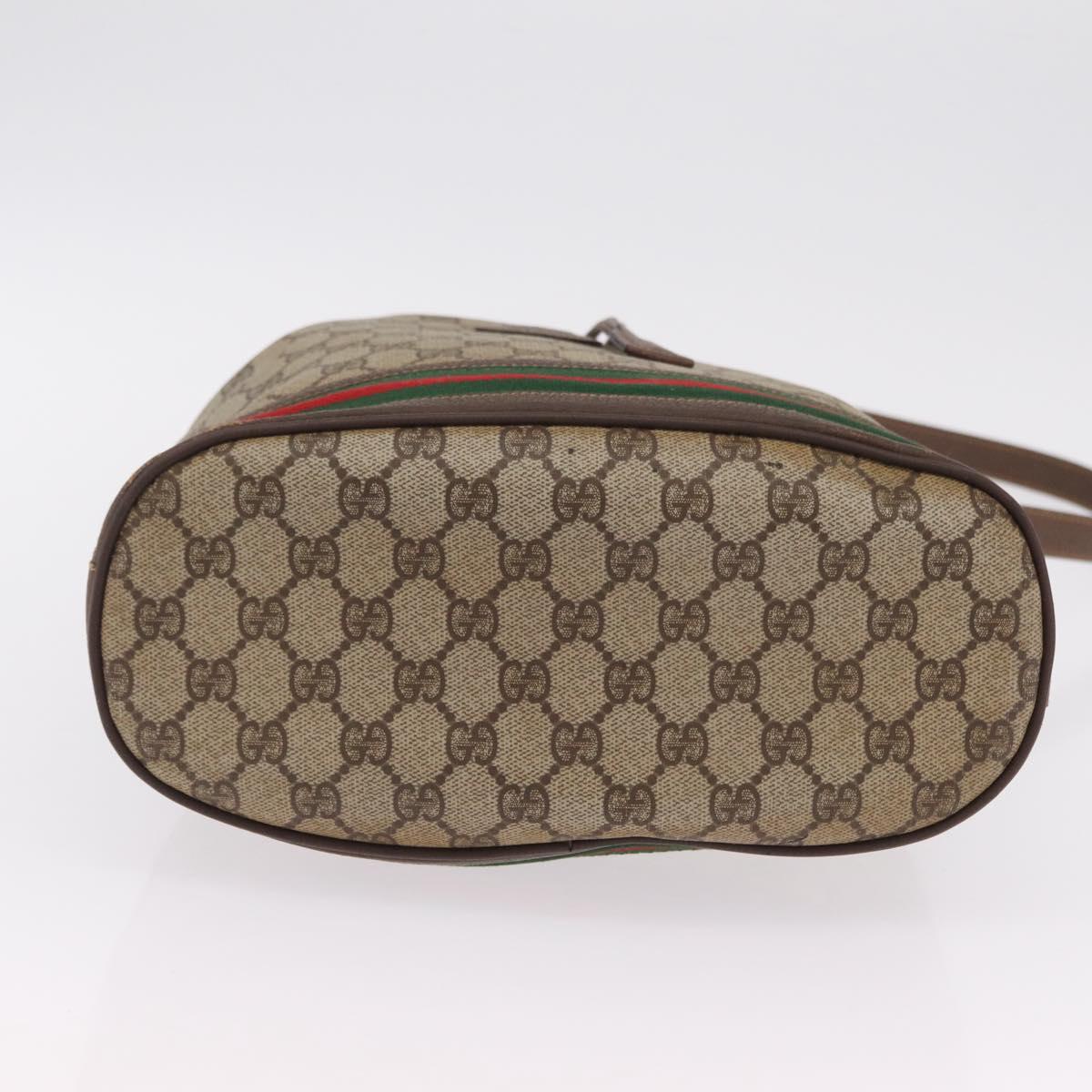 GUCCI GG Supreme Web Sherry Line Bag PVC Beige Gold 001 115 0933 Auth 205351