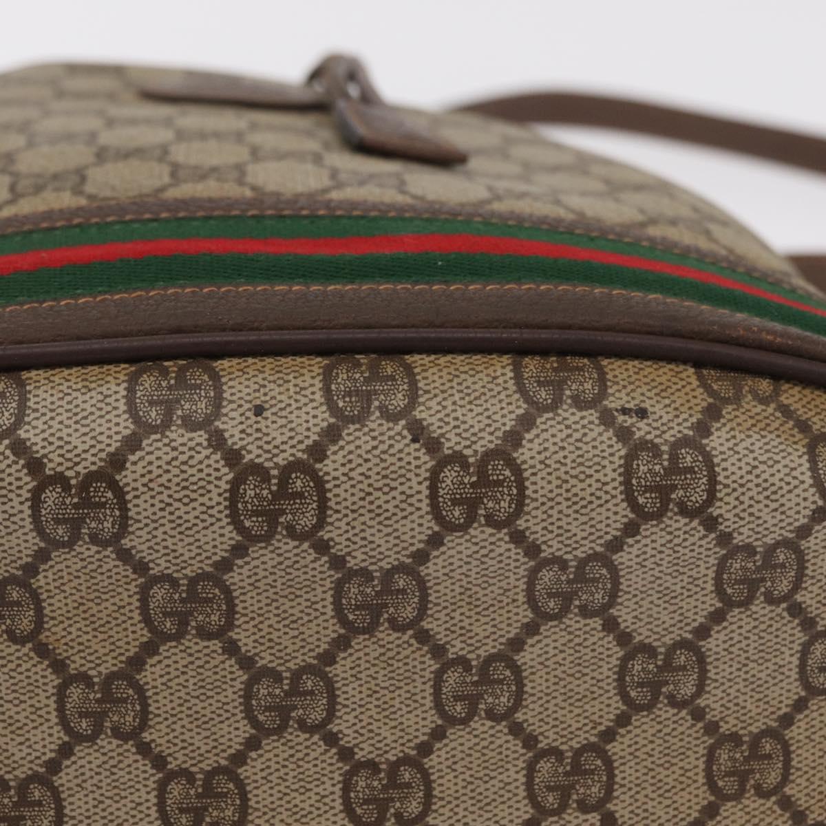GUCCI GG Supreme Web Sherry Line Bag PVC Beige Gold 001 115 0933 Auth 205351
