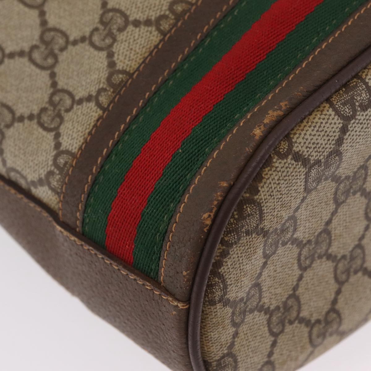 GUCCI GG Supreme Web Sherry Line Bag PVC Beige Gold 001 115 0933 Auth 205351