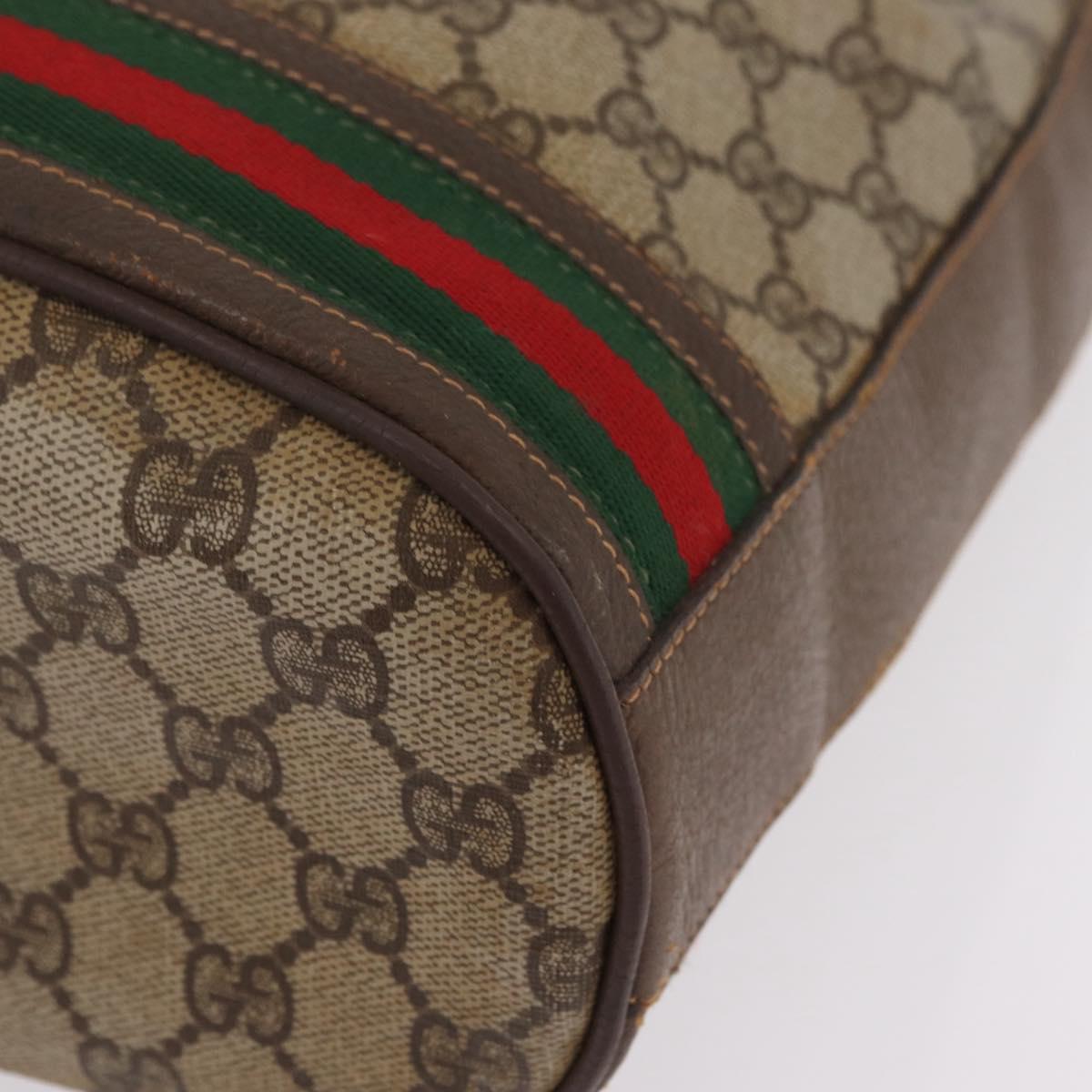 GUCCI GG Supreme Web Sherry Line Bag PVC Beige Gold 001 115 0933 Auth 205351
