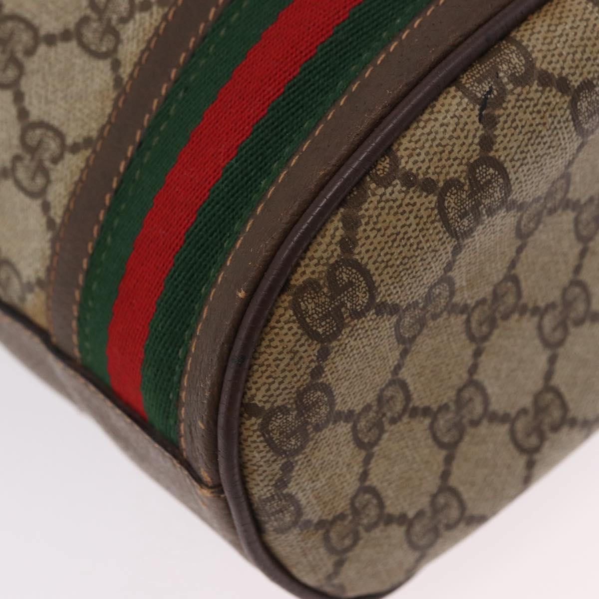 GUCCI GG Supreme Web Sherry Line Bag PVC Beige Gold 001 115 0933 Auth 205351