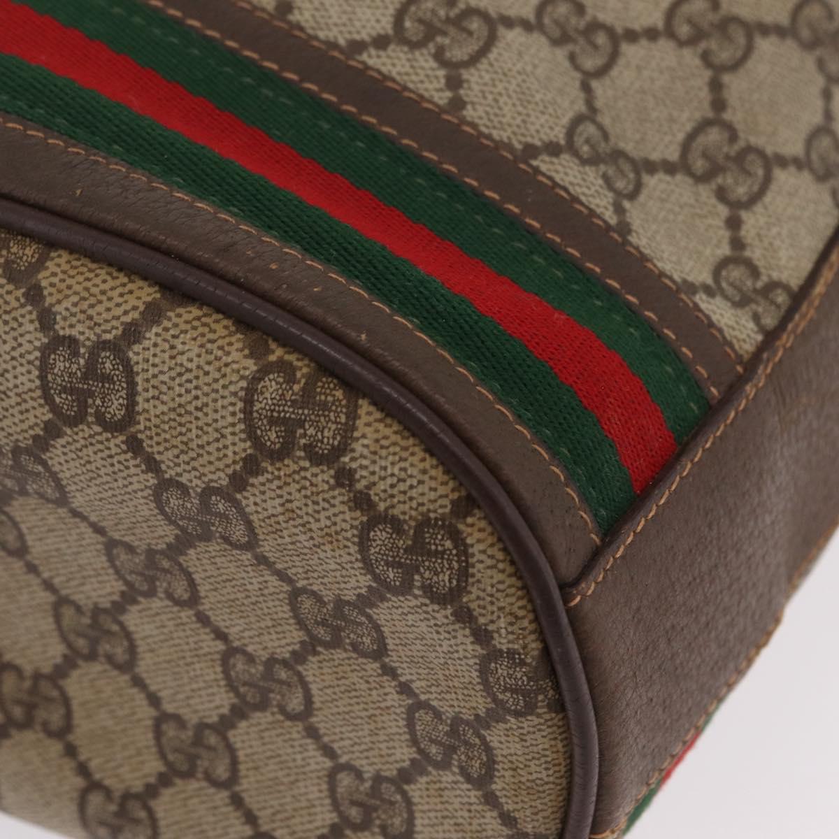 GUCCI GG Supreme Web Sherry Line Bag PVC Beige Gold 001 115 0933 Auth 205351