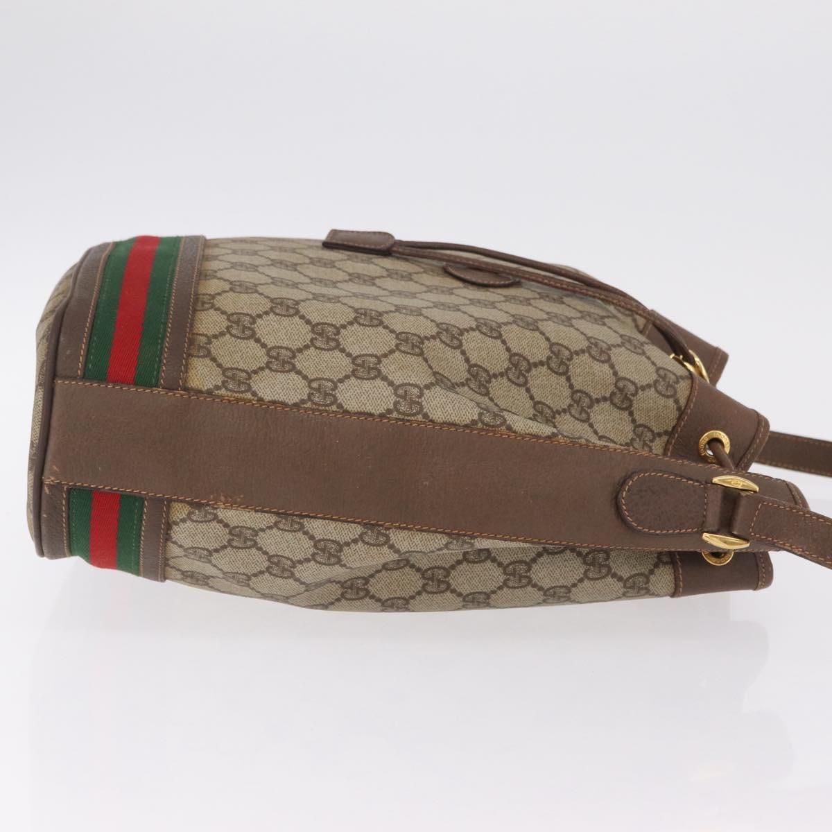 GUCCI GG Supreme Web Sherry Line Bag PVC Beige Gold 001 115 0933 Auth 205351
