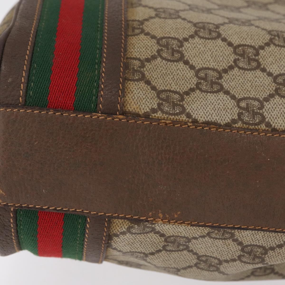 GUCCI GG Supreme Web Sherry Line Bag PVC Beige Gold 001 115 0933 Auth 205351