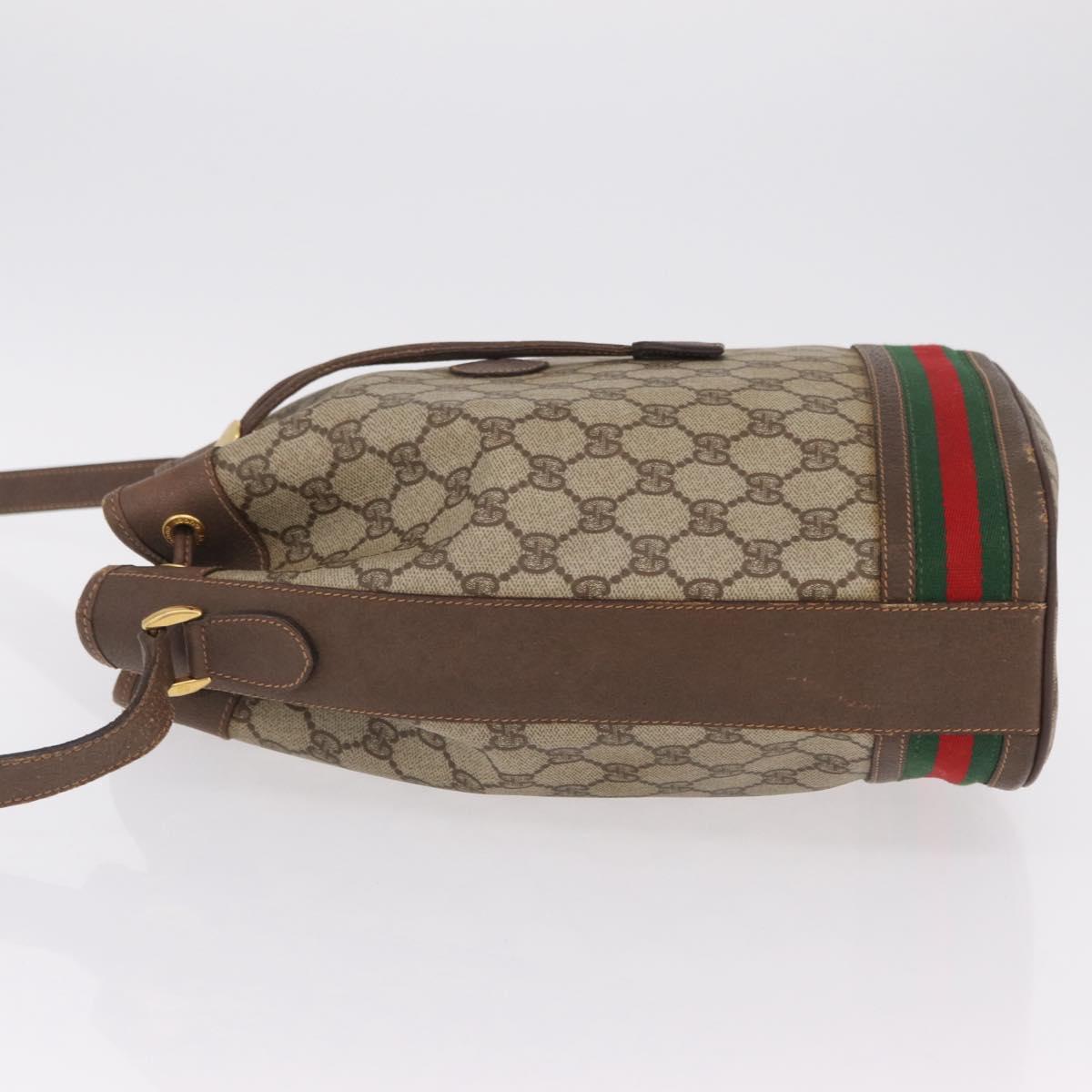 GUCCI GG Supreme Web Sherry Line Bag PVC Beige Gold 001 115 0933 Auth 205351