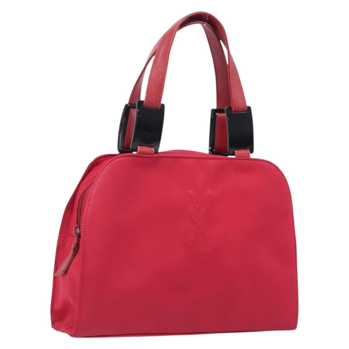 Saint Laurent Hand Bag Nylon Red Auth 205355
