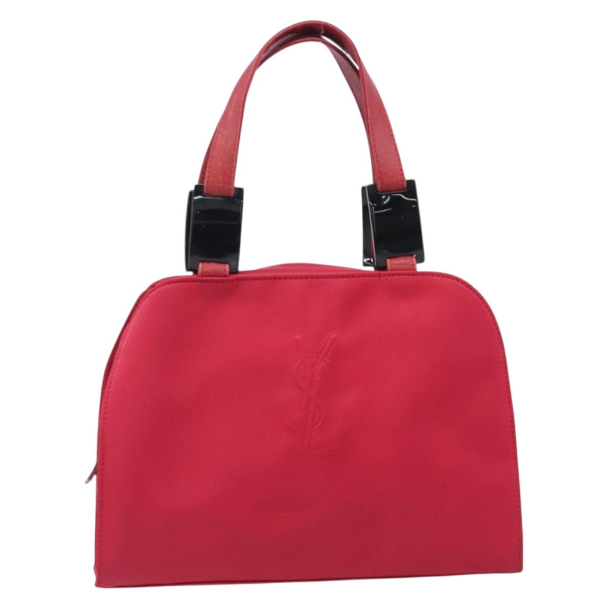 Saint Laurent Hand Bag Nylon Red Auth 205355