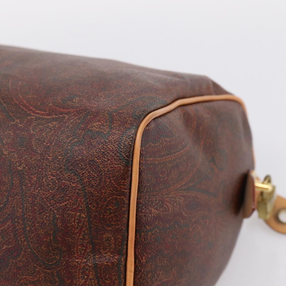 ETRO Paisley Hand Bag PVC Leather Brown Gold Auth 205356A