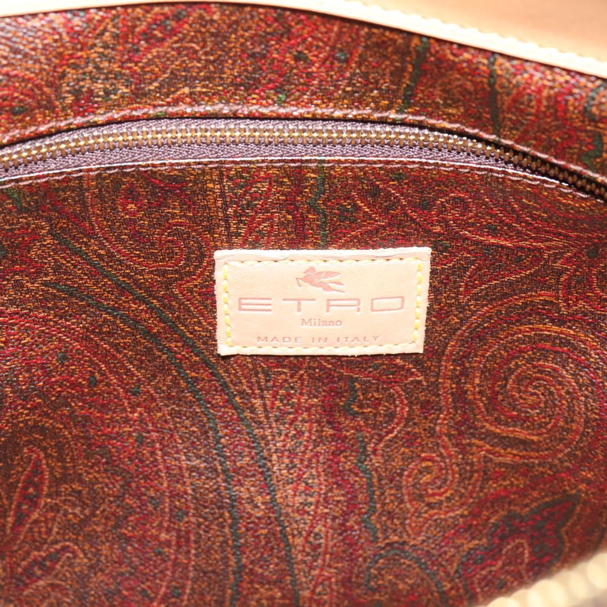 ETRO Paisley Hand Bag PVC Leather Brown Gold Auth 205356A