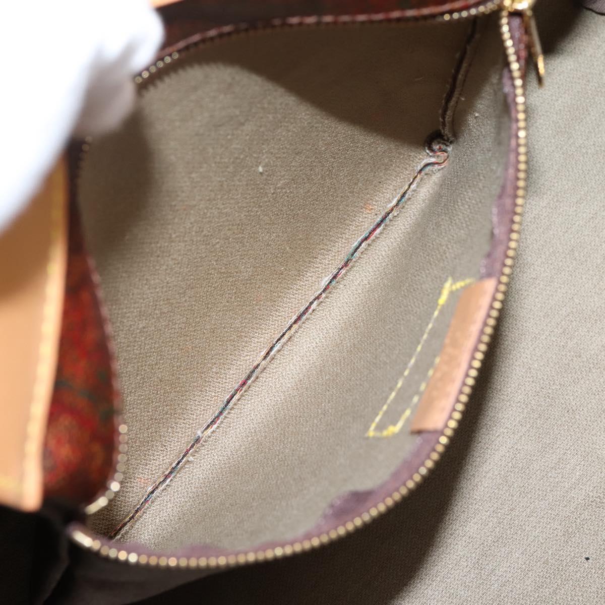 ETRO Paisley Hand Bag PVC Leather Brown Gold Auth 205356A