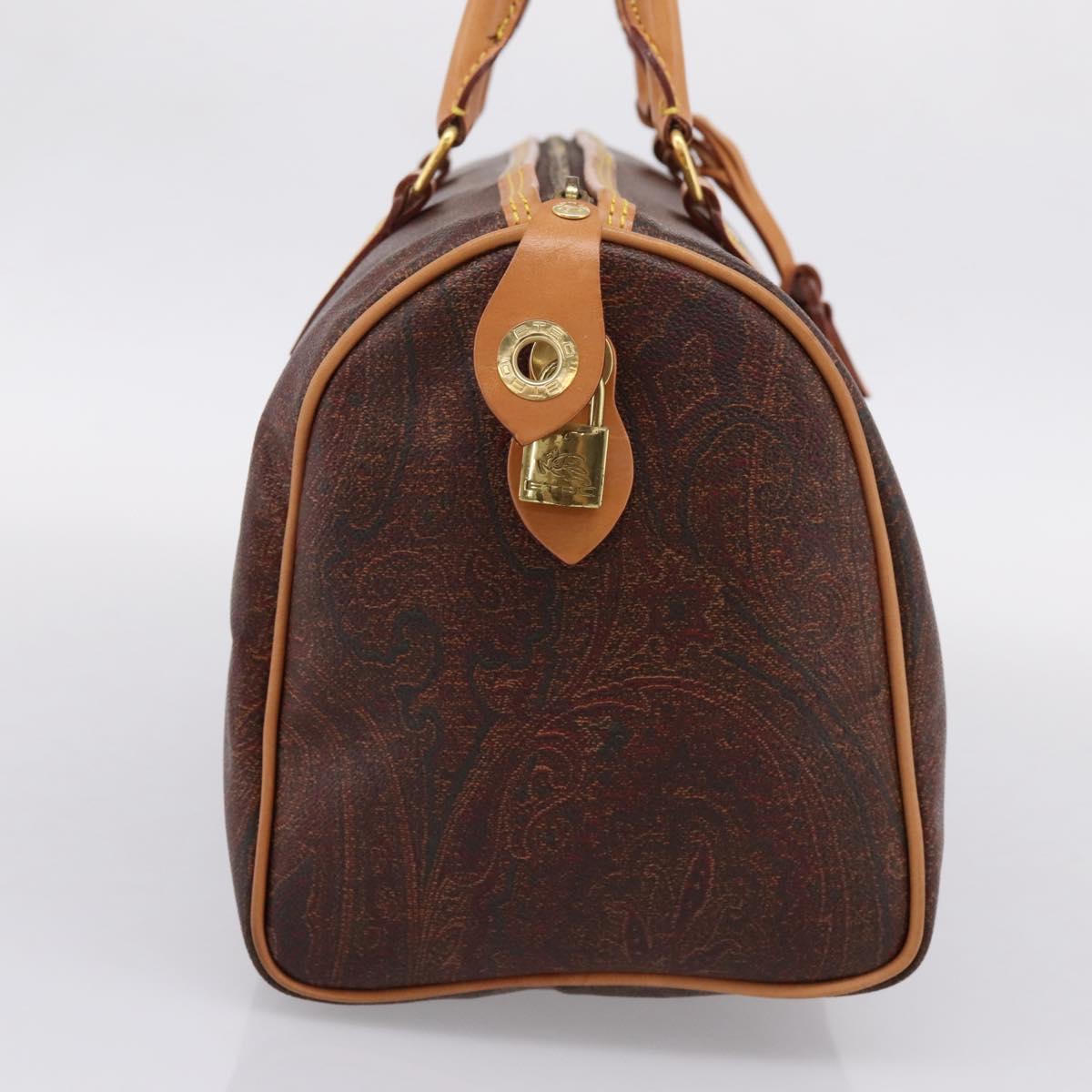 ETRO Paisley Hand Bag PVC Leather Brown Gold Auth 205356A