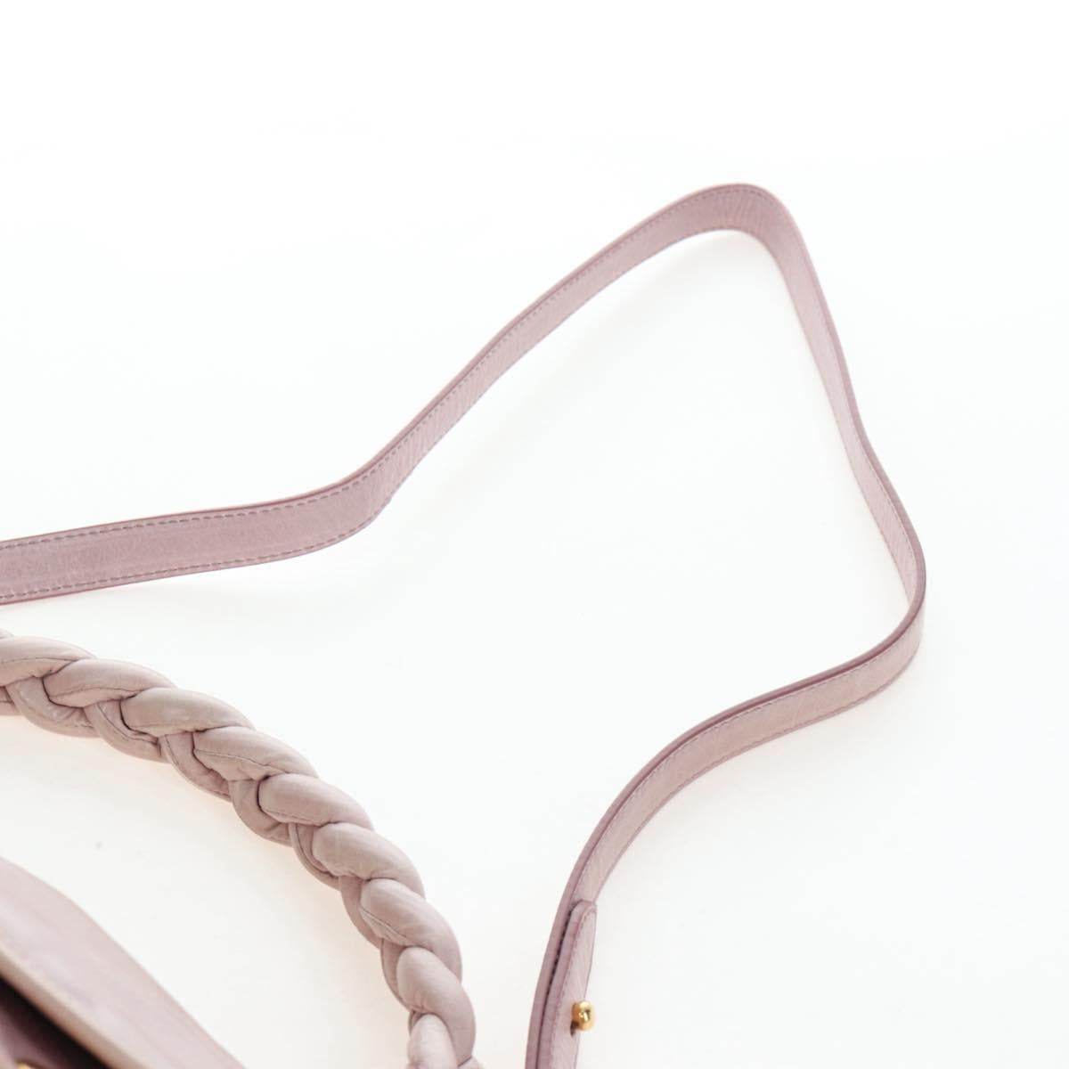 Miu Miu Matelasse Hand Bag Leather 2way Beige Gold Auth 205358V