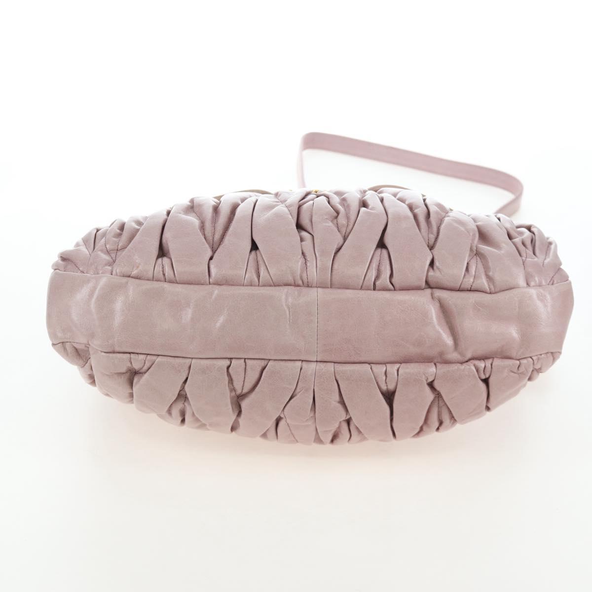 Miu Miu Matelasse Hand Bag Leather 2way Beige Gold Auth 205358V