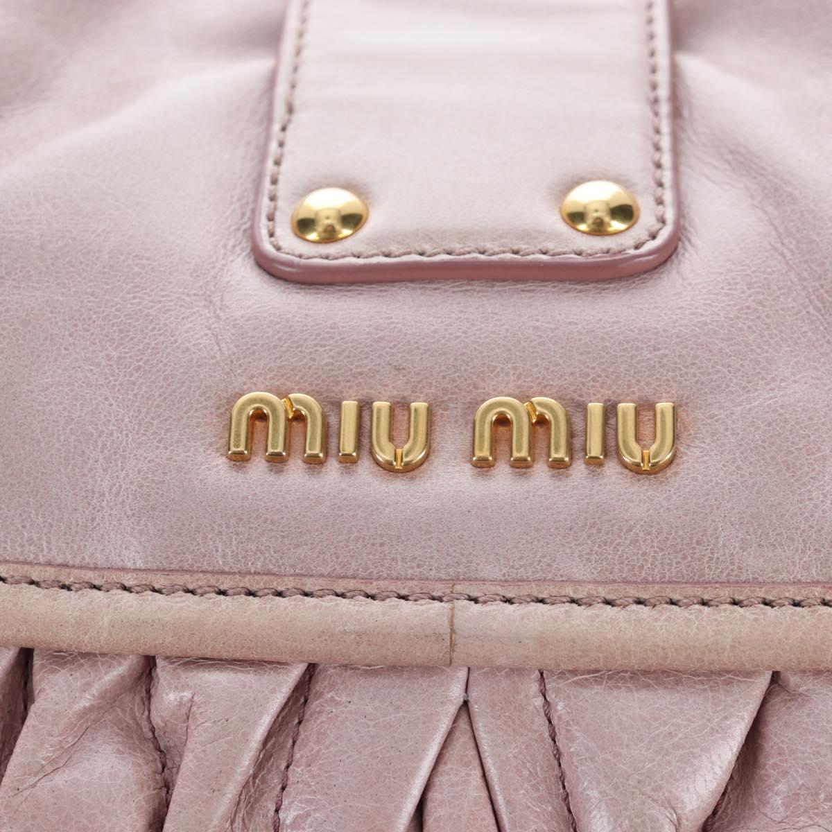 Miu Miu Matelasse Hand Bag Leather 2way Beige Gold Auth 205358V
