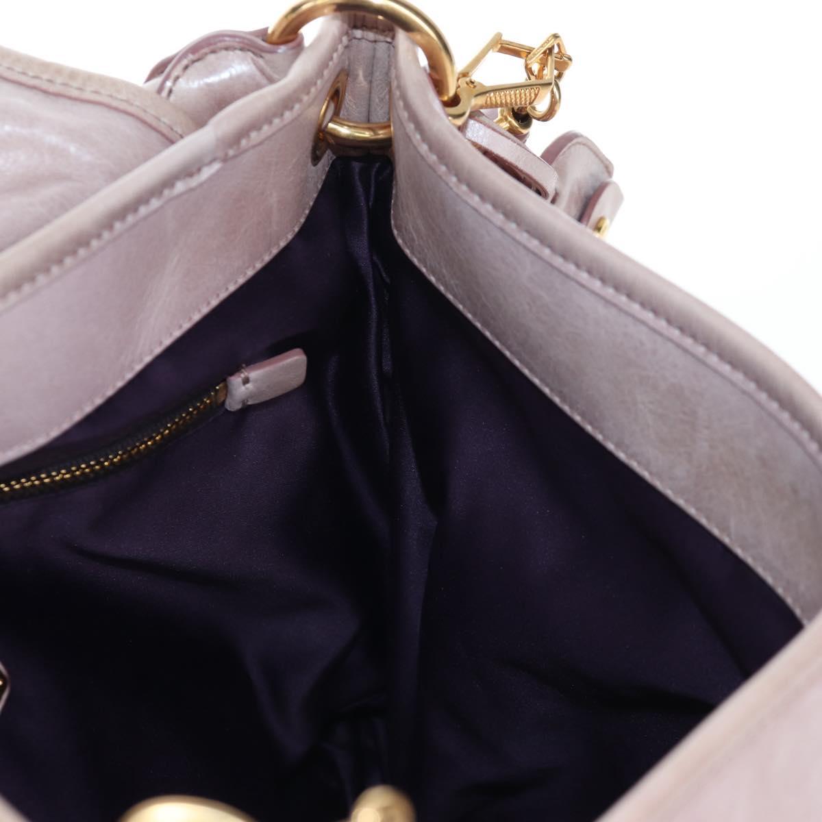Miu Miu Matelasse Hand Bag Leather 2way Beige Gold Auth 205358V