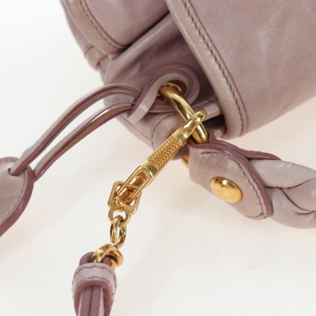 Miu Miu Matelasse Hand Bag Leather 2way Beige Gold Auth 205358V