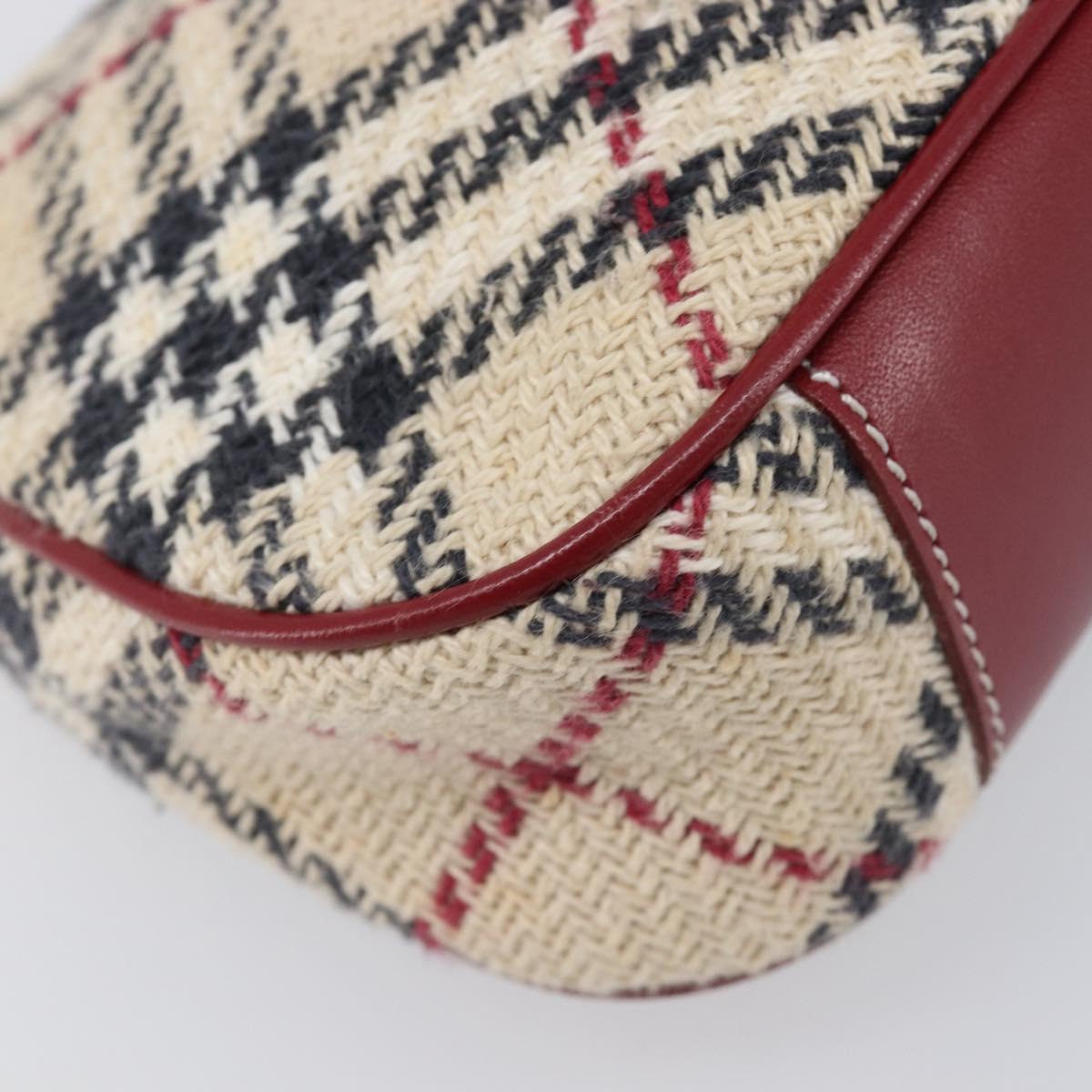 BURBERRY Nova Check Blue Label Hand Bag Canvas Beige Silver Auth 205362V