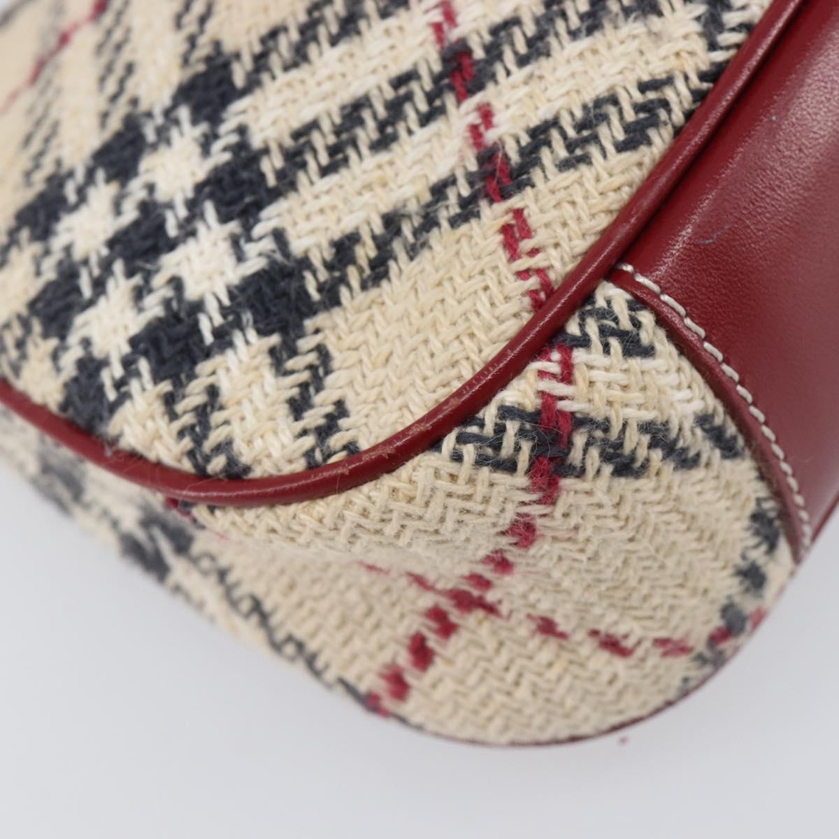 BURBERRY Nova Check Blue Label Hand Bag Canvas Beige Silver Auth 205362V