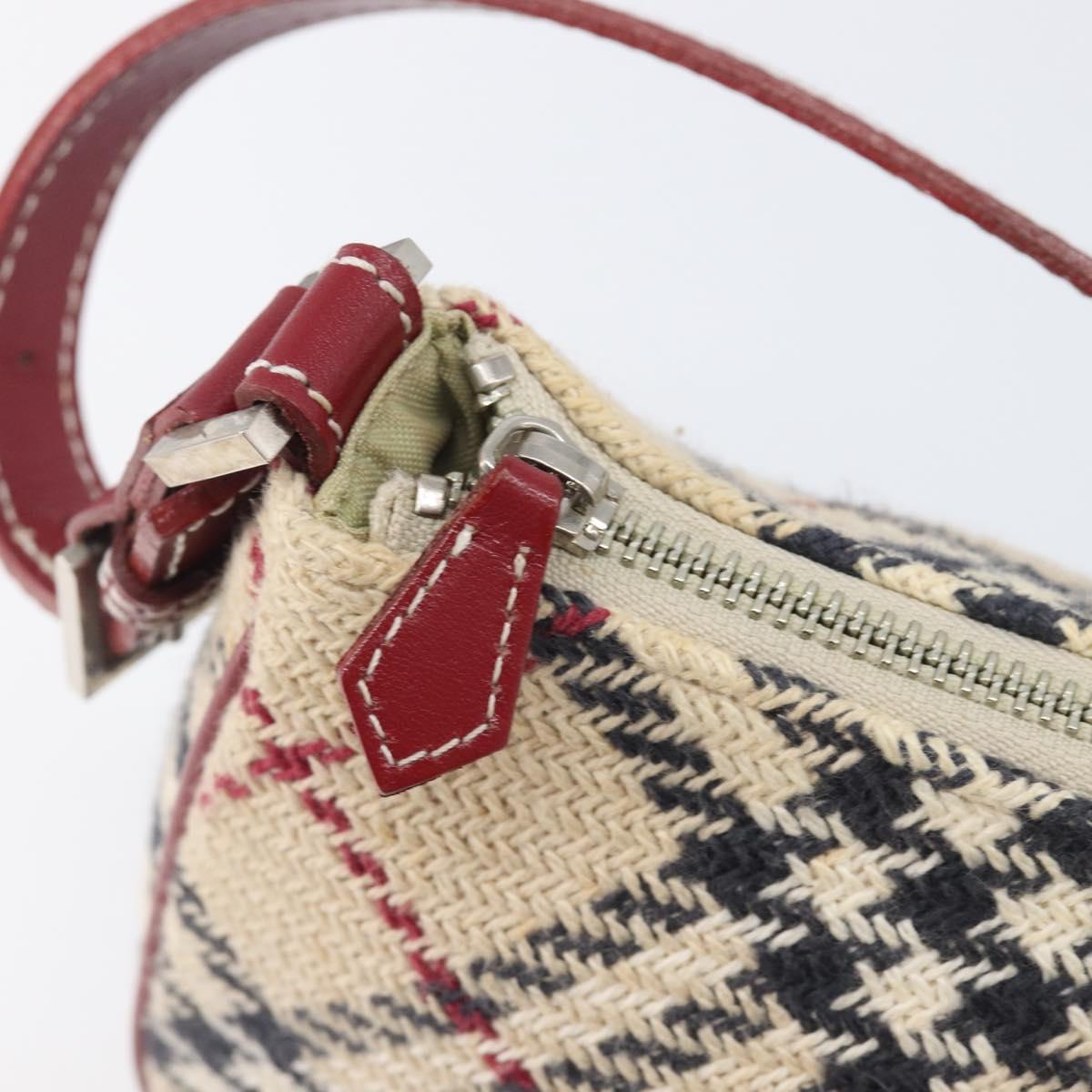 BURBERRY Nova Check Blue Label Hand Bag Canvas Beige Silver Auth 205362V