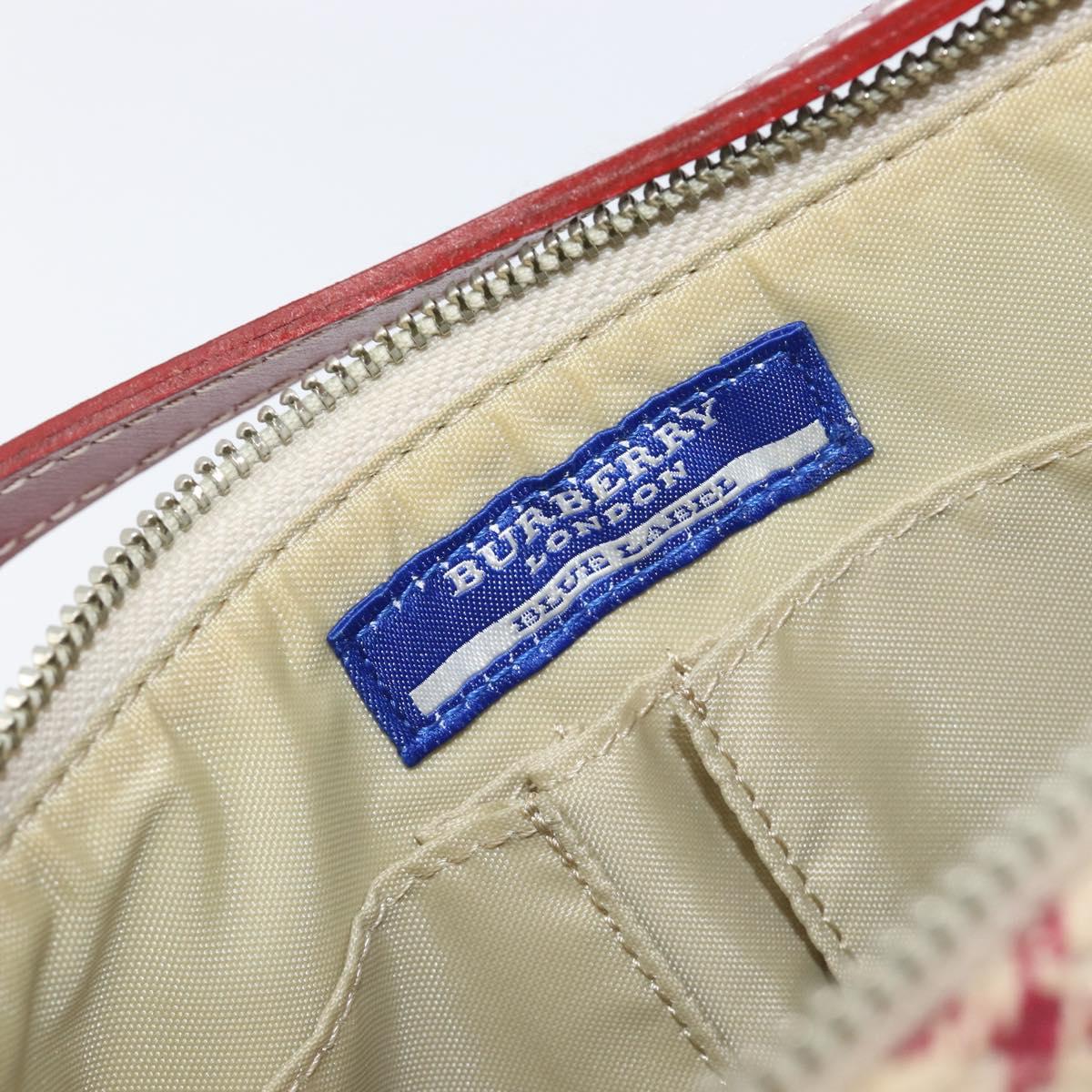 BURBERRY Nova Check Blue Label Hand Bag Canvas Beige Silver Auth 205362V