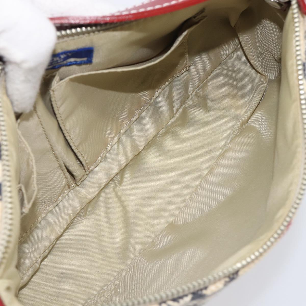 BURBERRY Nova Check Blue Label Hand Bag Canvas Beige Silver Auth 205362V