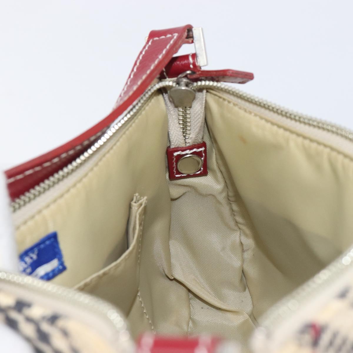 BURBERRY Nova Check Blue Label Hand Bag Canvas Beige Silver Auth 205362V