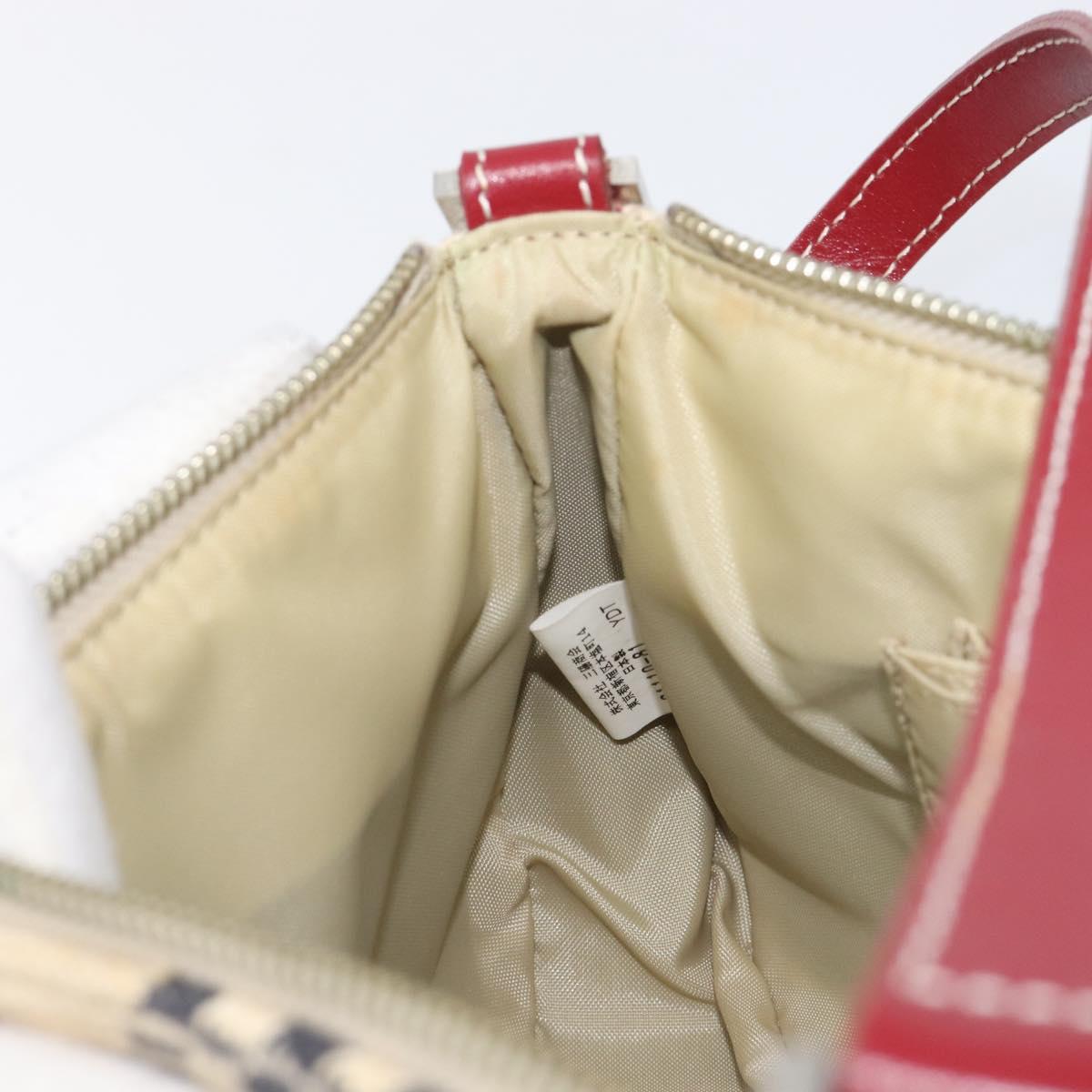 BURBERRY Nova Check Blue Label Hand Bag Canvas Beige Silver Auth 205362V