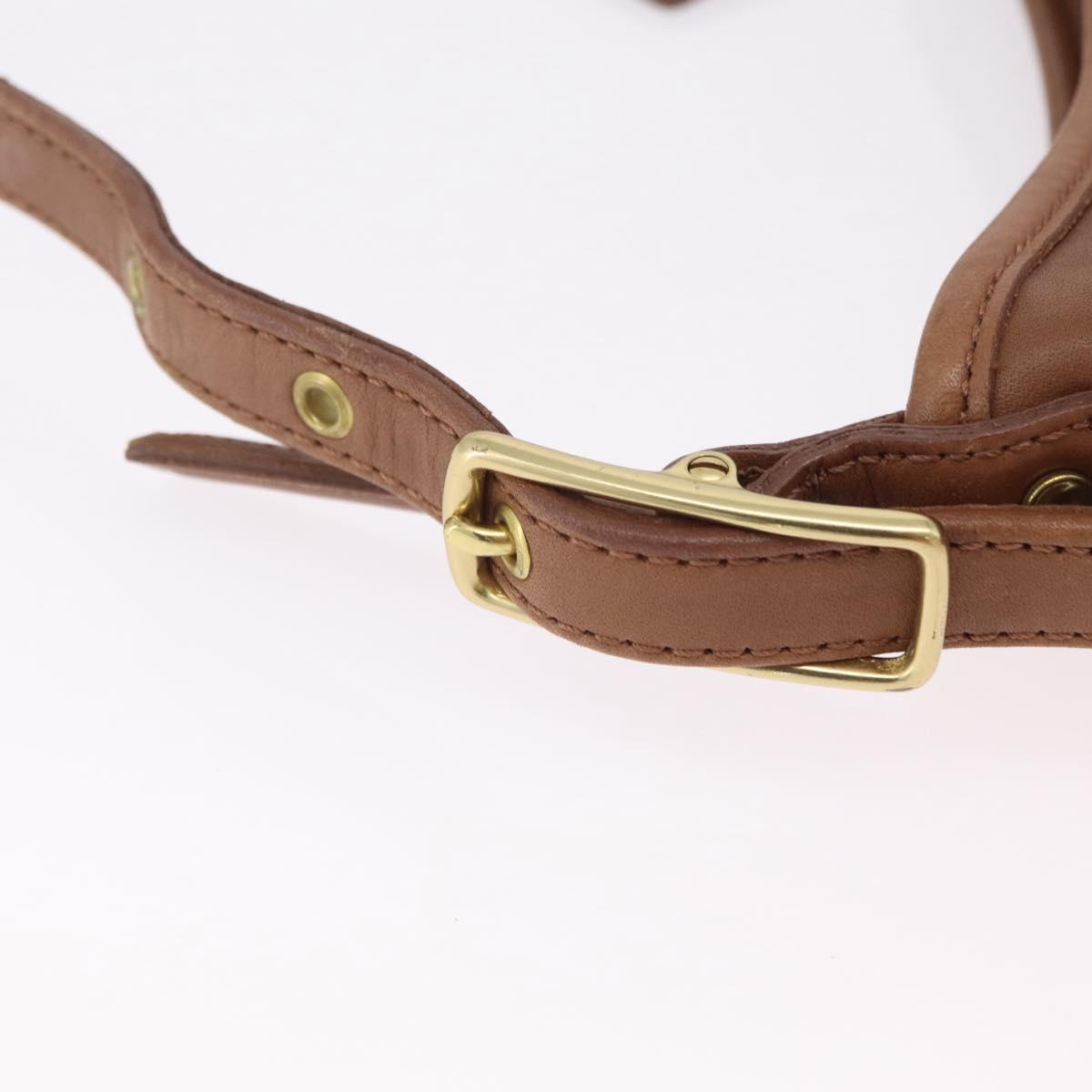Coach Hand Bag Leather Brown Gold Auth 205368A