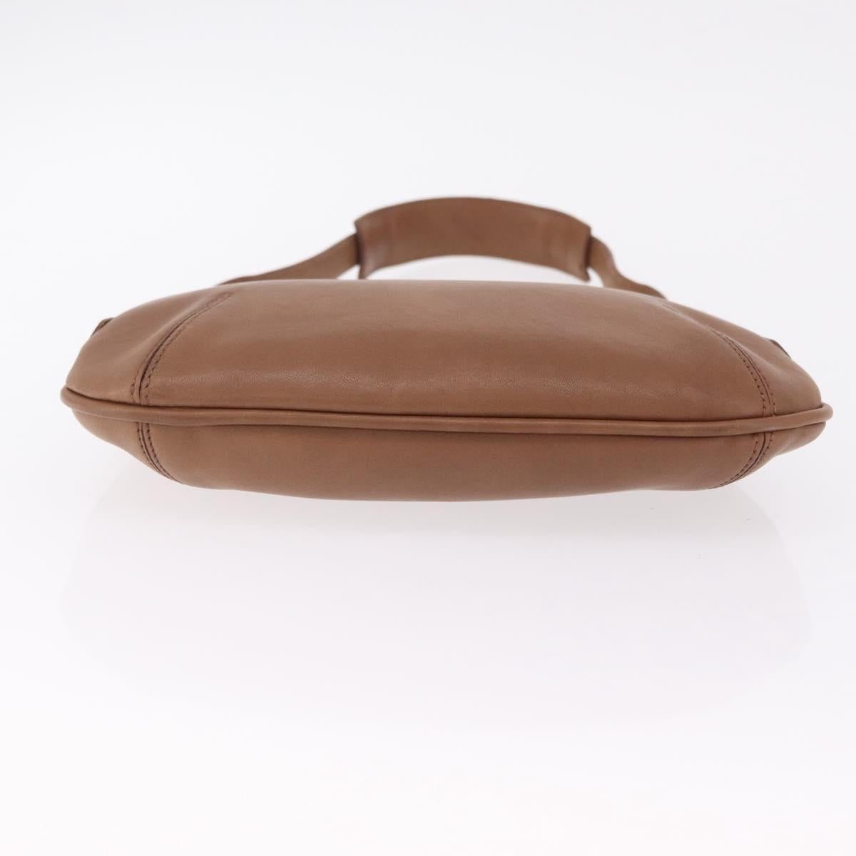 Coach Hand Bag Leather Brown Gold Auth 205368A