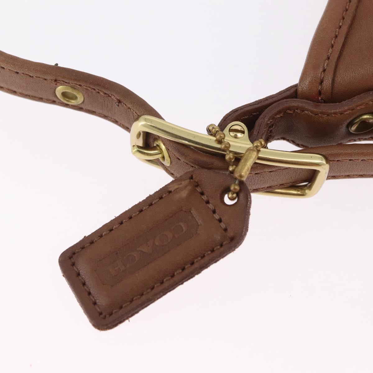 Coach Hand Bag Leather Brown Gold Auth 205368A