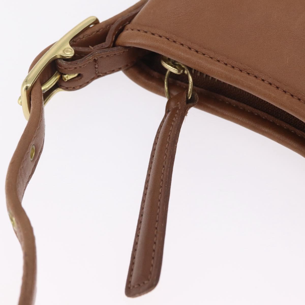 Coach Hand Bag Leather Brown Gold Auth 205368A