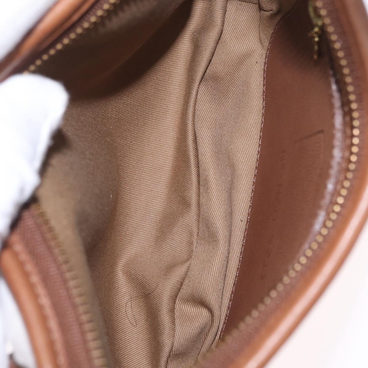 Coach Hand Bag Leather Brown Gold Auth 205368A