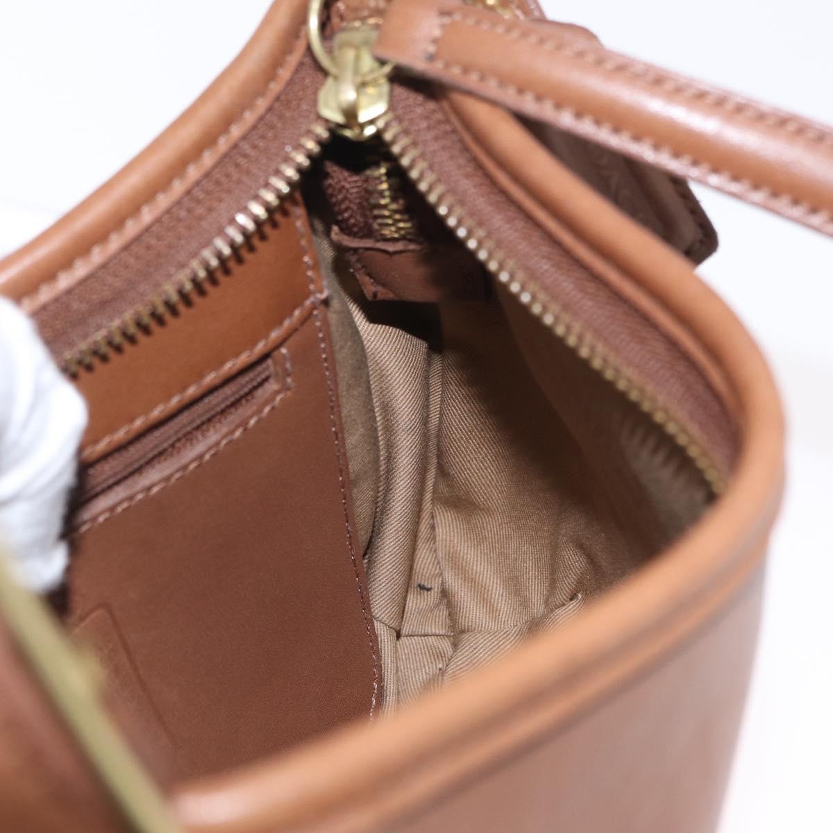 Coach Hand Bag Leather Brown Gold Auth 205368A