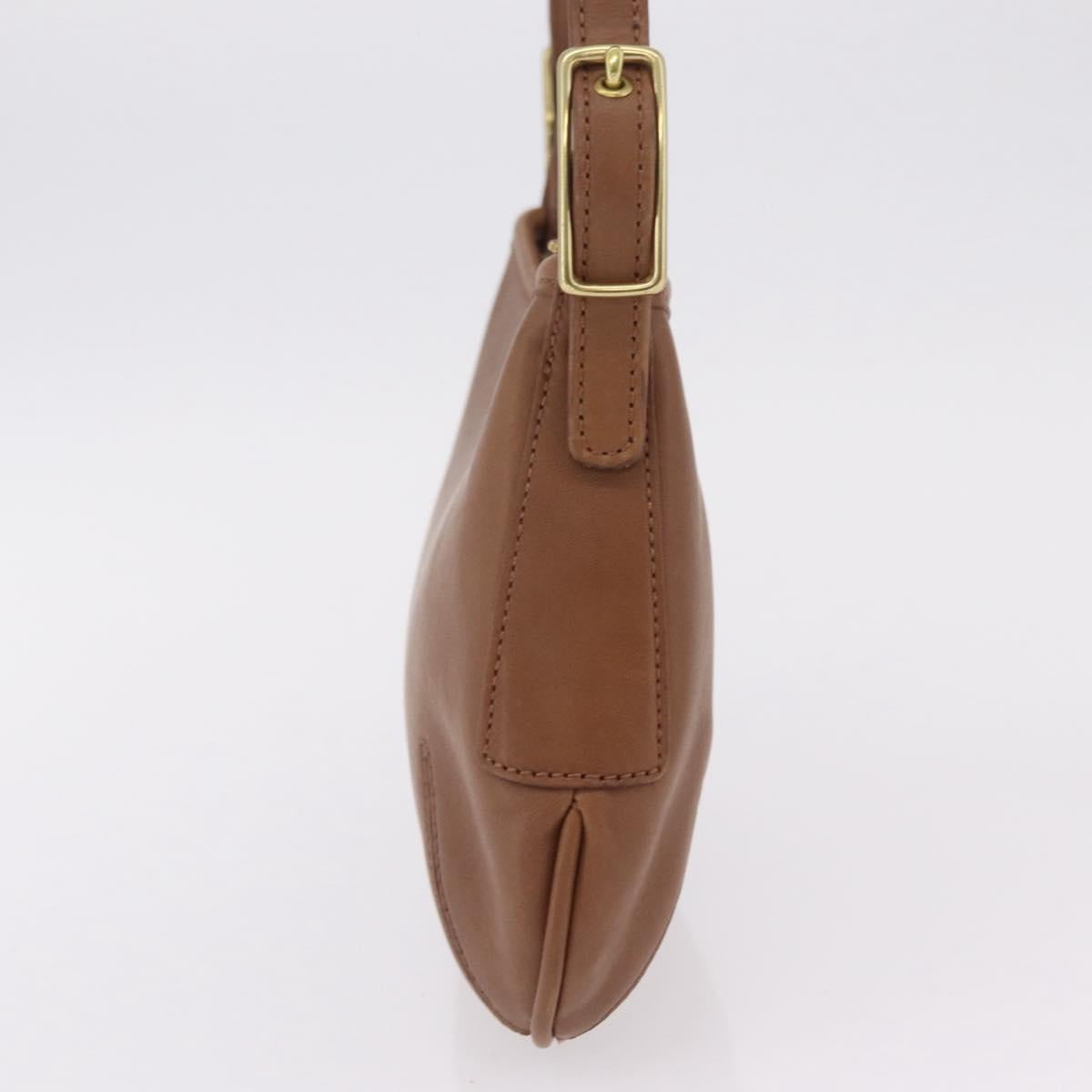 Coach Hand Bag Leather Brown Gold Auth 205368A