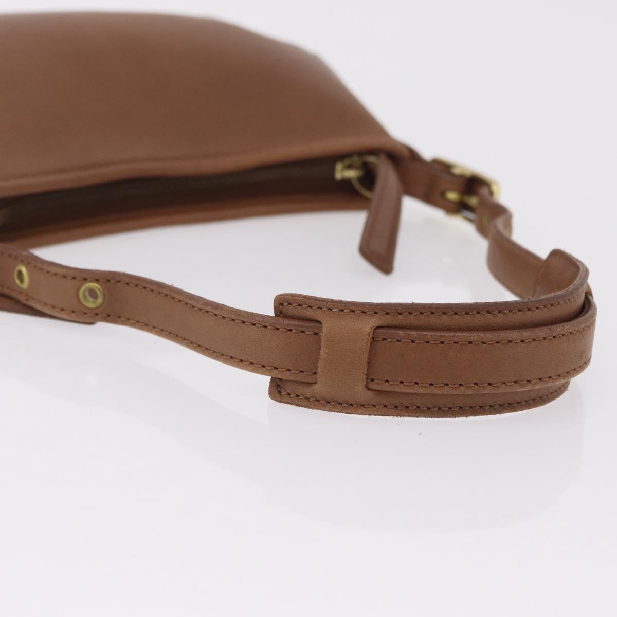 Coach Hand Bag Leather Brown Gold Auth 205368A