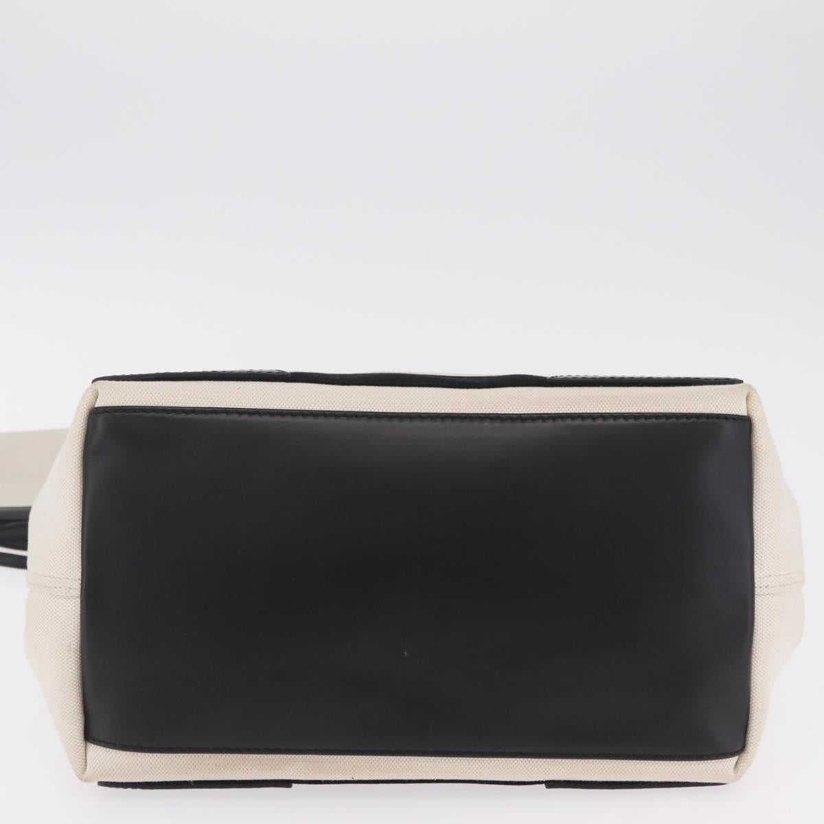 Balenciaga Navy Cabas Hand Bag Canvas White Silver 339933 Auth 205373V