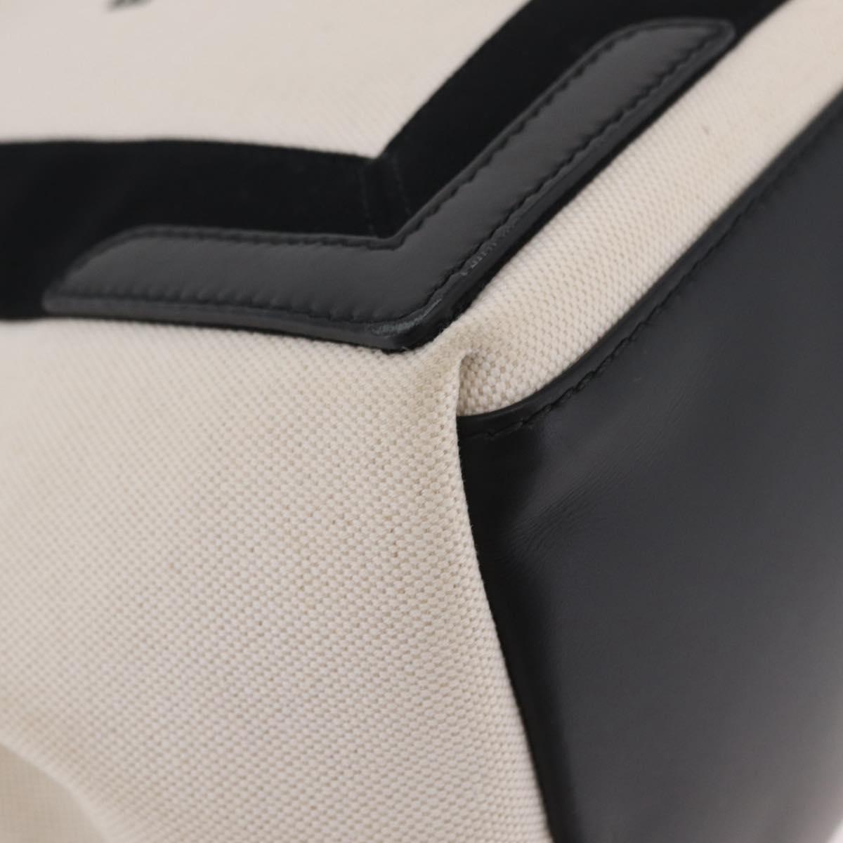 Balenciaga Navy Cabas Hand Bag Canvas White Silver 339933 Auth 205373V