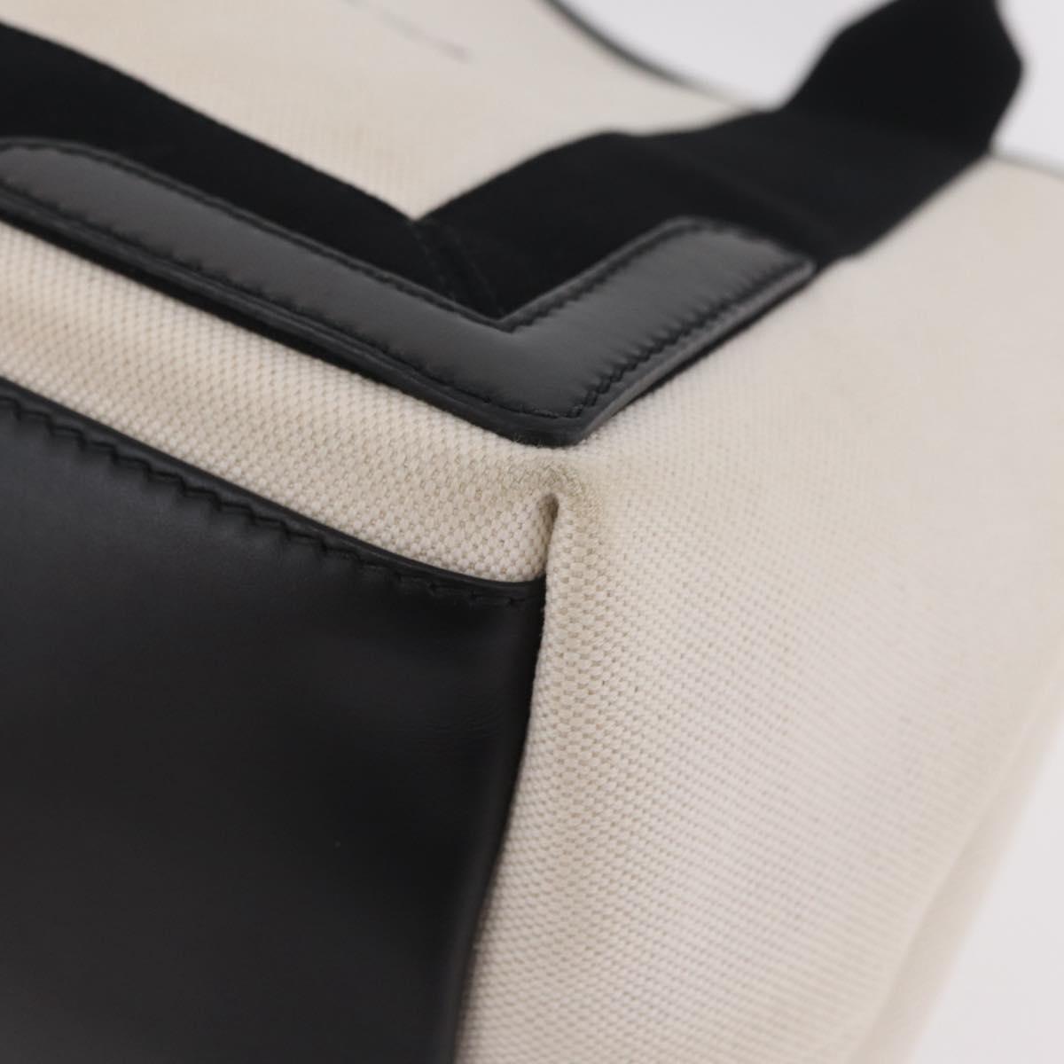 Balenciaga Navy Cabas Hand Bag Canvas White Silver 339933 Auth 205373V