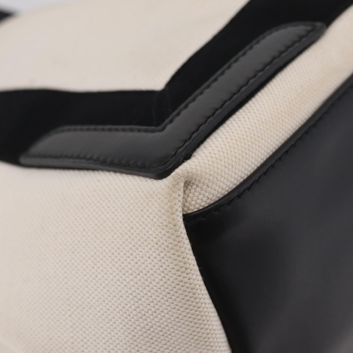 Balenciaga Navy Cabas Hand Bag Canvas White Silver 339933 Auth 205373V