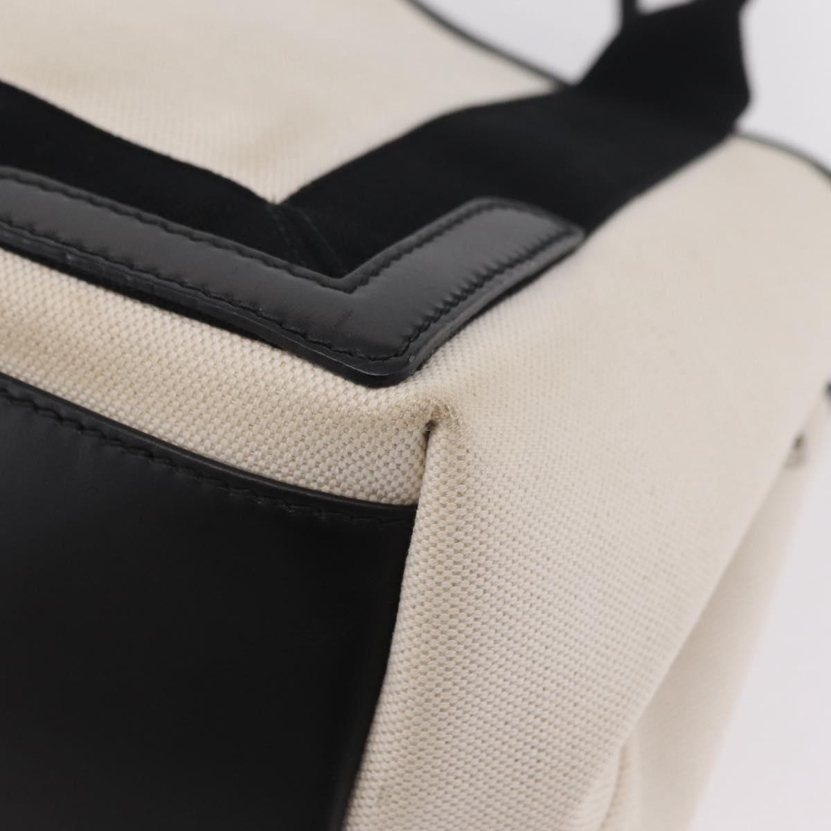 Balenciaga Navy Cabas Hand Bag Canvas White Silver 339933 Auth 205373V