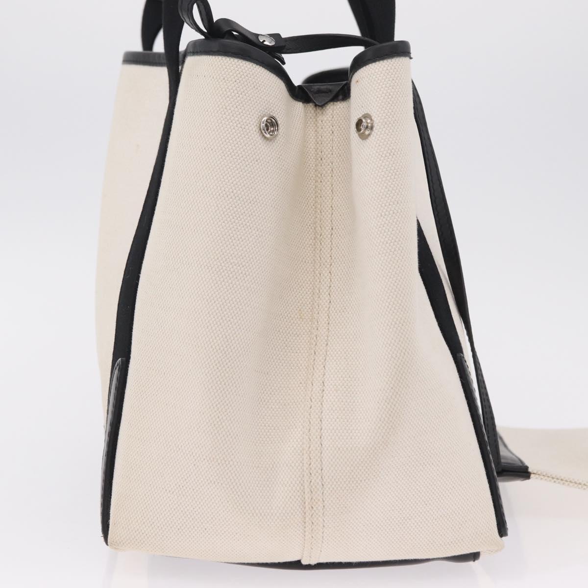 Balenciaga Navy Cabas Hand Bag Canvas White Silver 339933 Auth 205373V